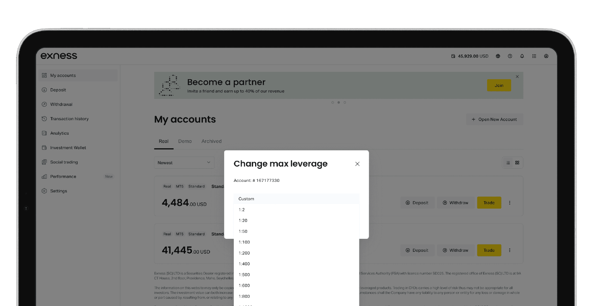 在更改您的外汇杠杆以及开始使用杠杆进行外汇交易之前，请仔细阅读注意事项。
